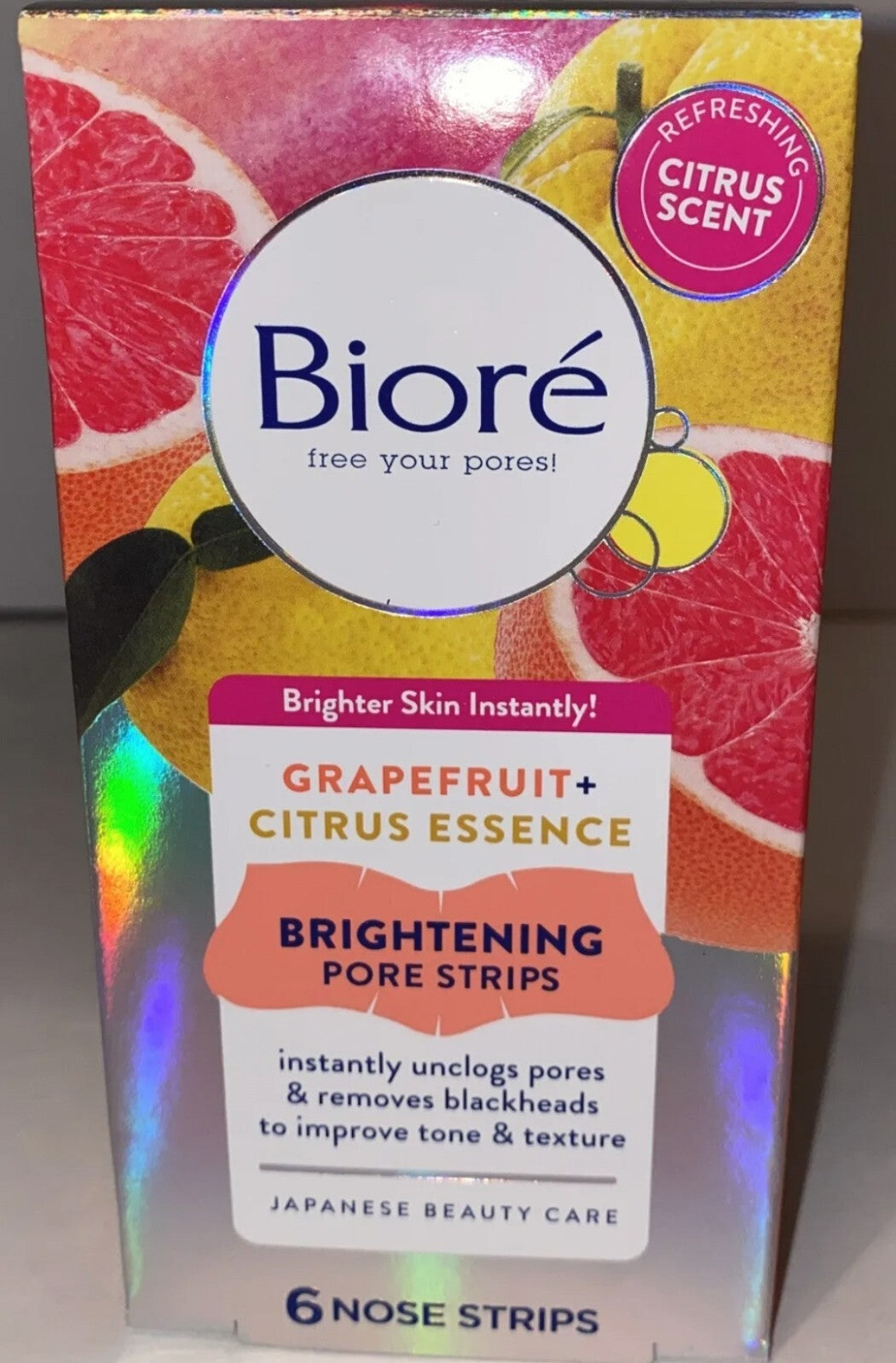 Brightening Pore Strips, Grapefruit + Citrus Essence, 6 Count