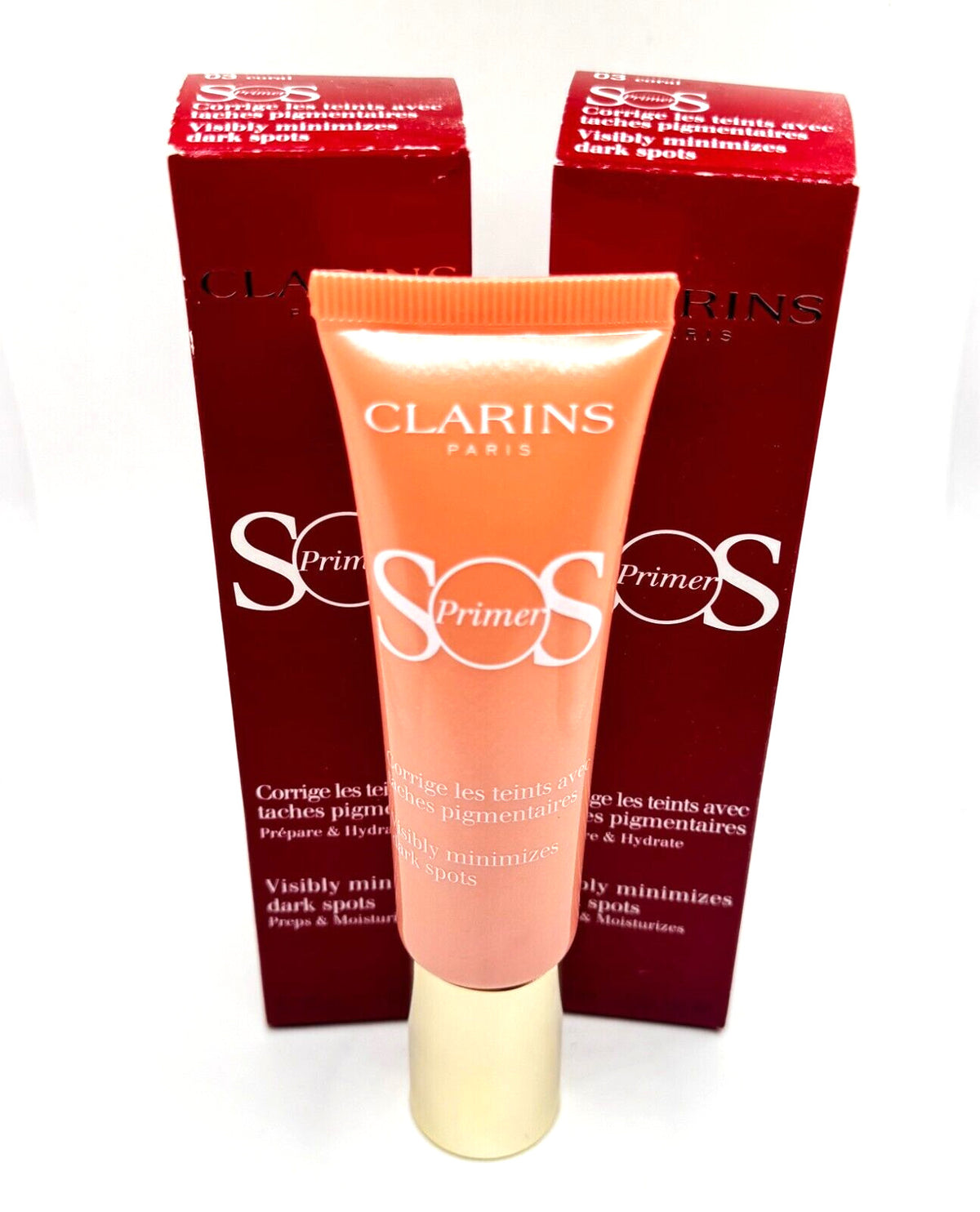 Clarins SOS Face Primer #03 Coral - Minimize Dark Spots Set of 2
