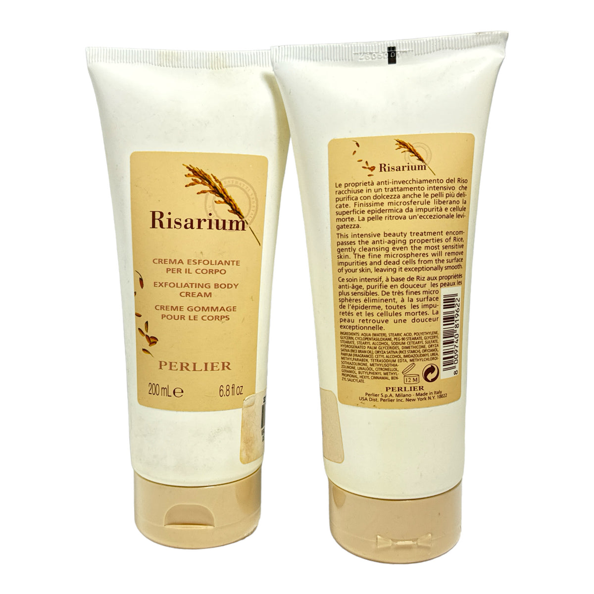 PERLIER Risarium Exfoliating Body Cream 200ml/6.8fl.oz. LOT OF 2