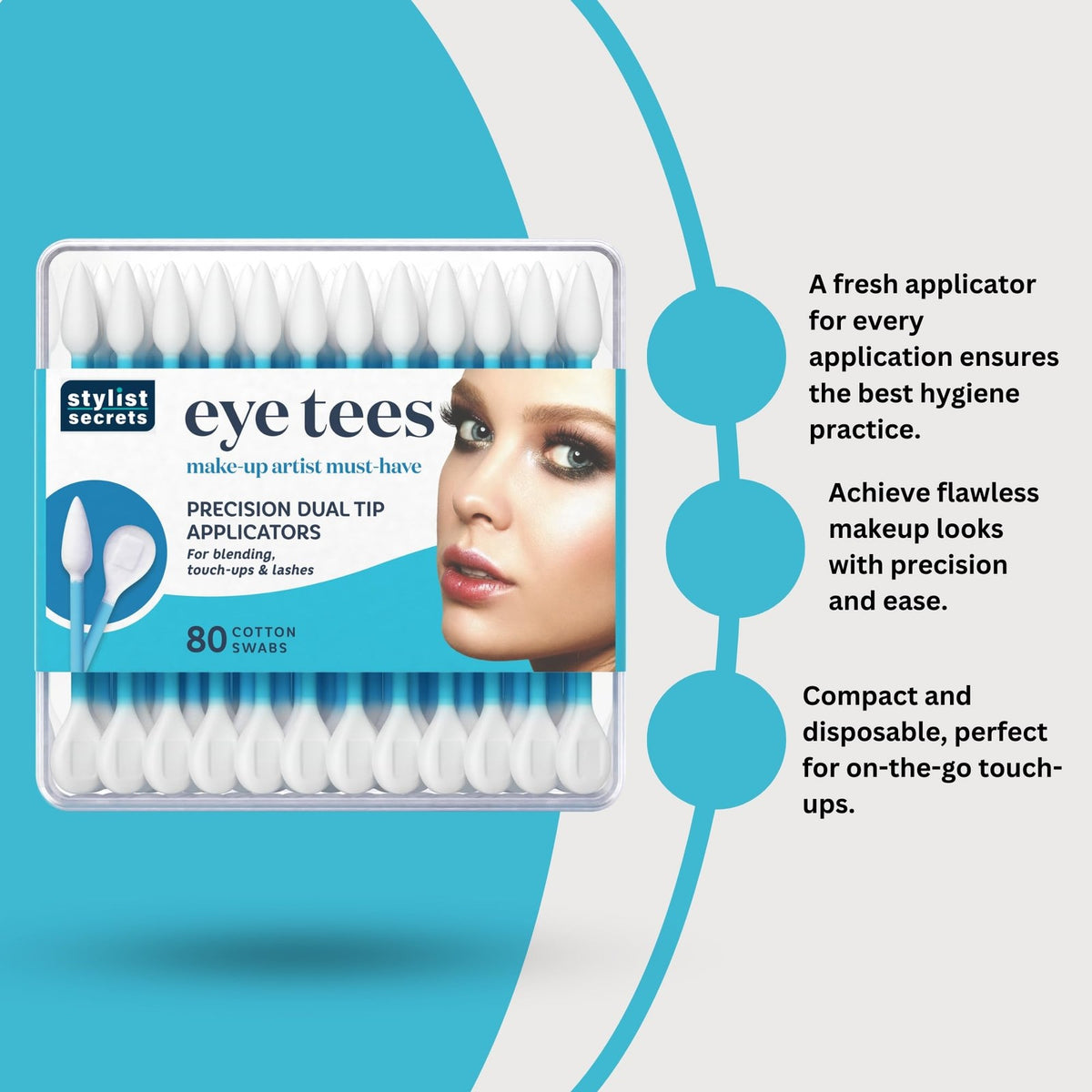 Eye Makeup Precision Cotton Tips 240 Count (3 Pack) - Double-Sided Applicators