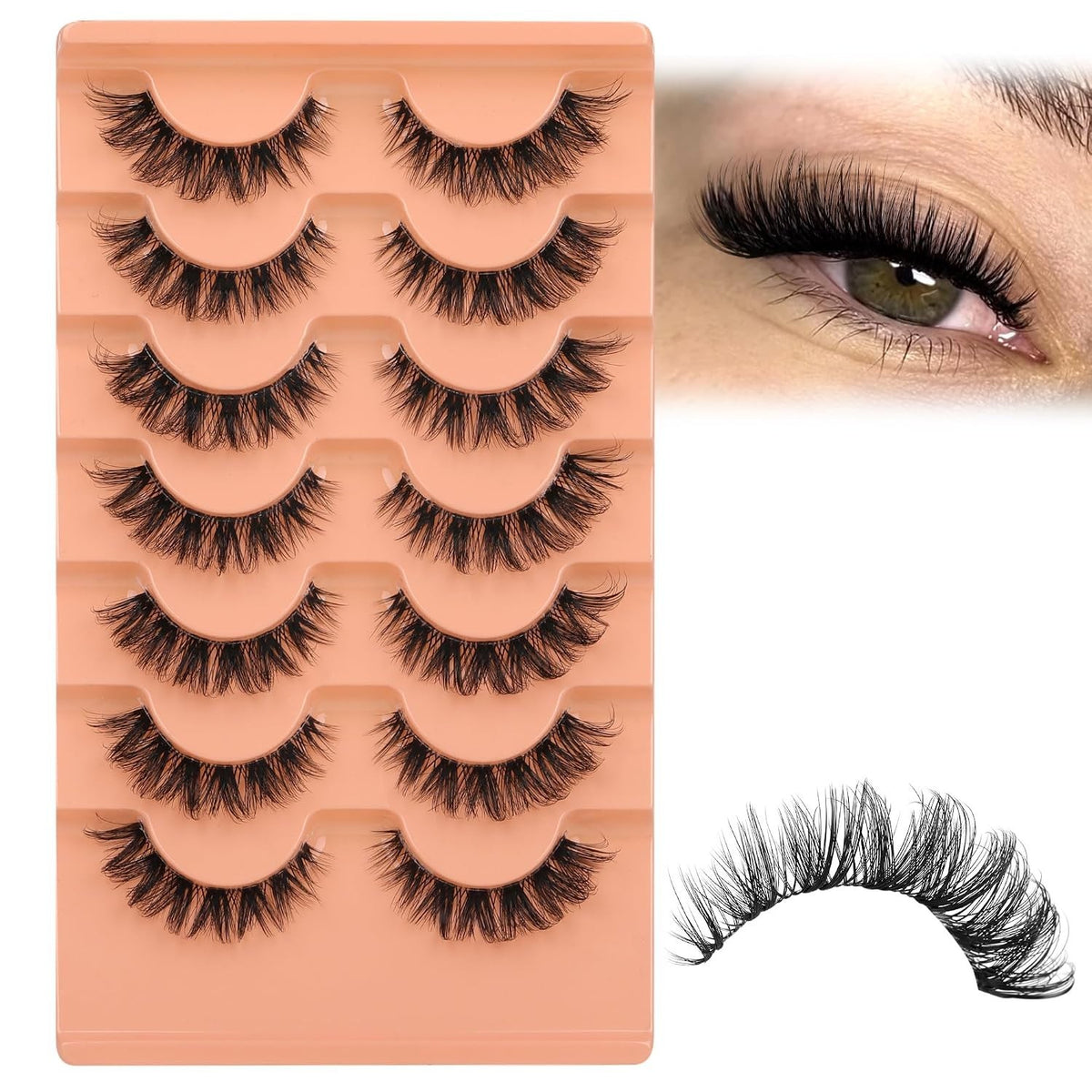 D-Curl Cat Eye False Lashes 15MM Fluffy Mink Eyelashes - Cruelty-Free
