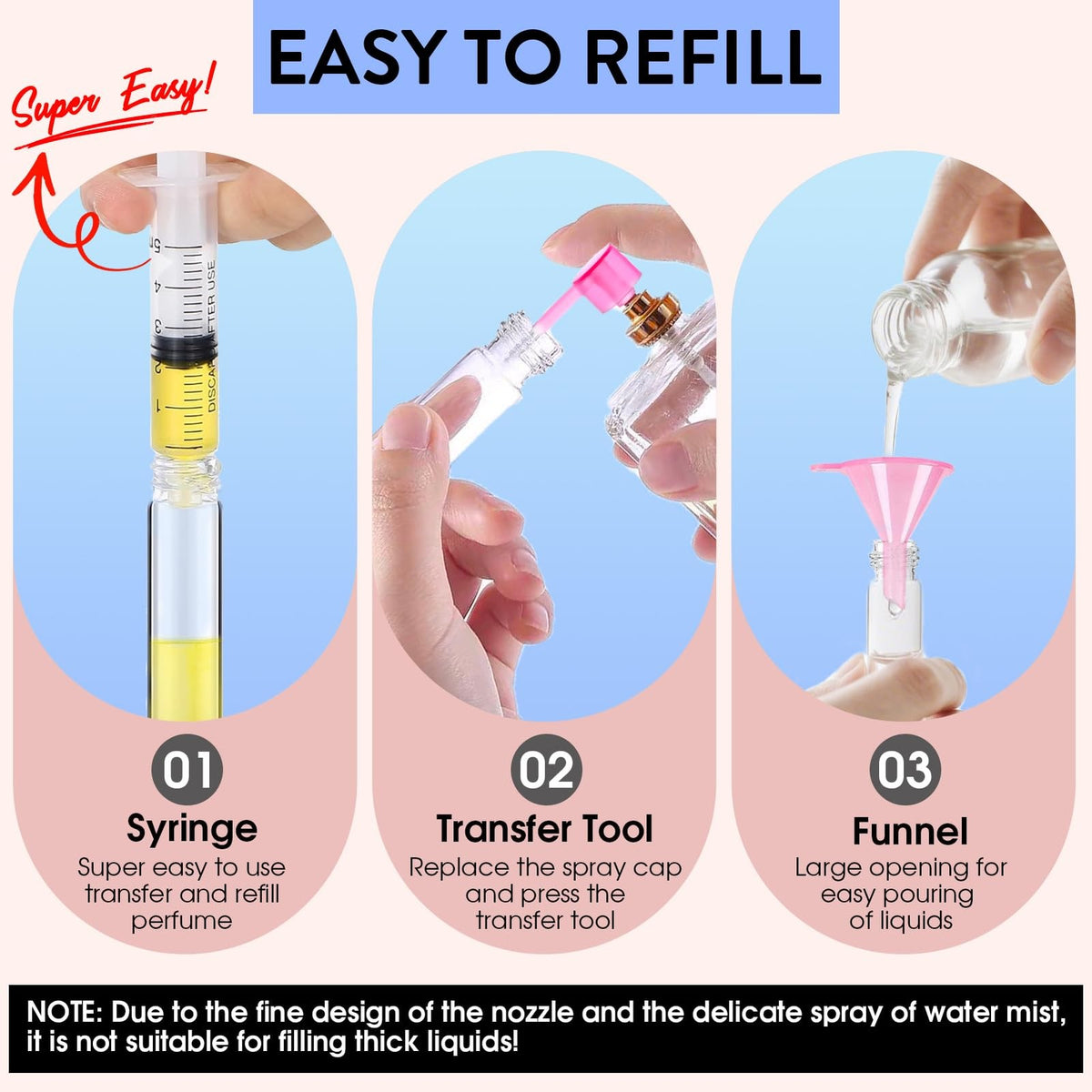 8ML Refillable Perfume Atomizer Spray Bottles Travel Set - 6 Pack