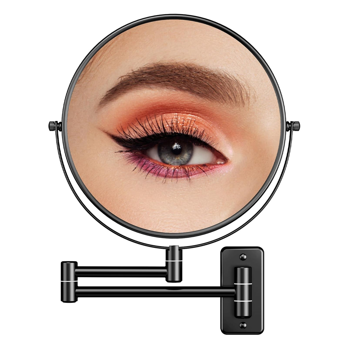 Large Wall Mounted Makeup Mirror 9 Inch 1X/10X Magnification with Extendable Arm