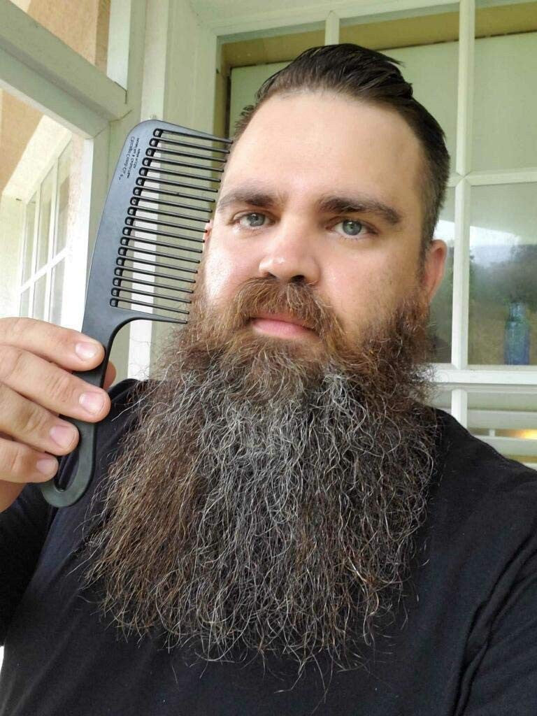 Carbon Fiber Detangling Comb 8.5 Inch for Thick Curly Hair & Beards - Made in USA