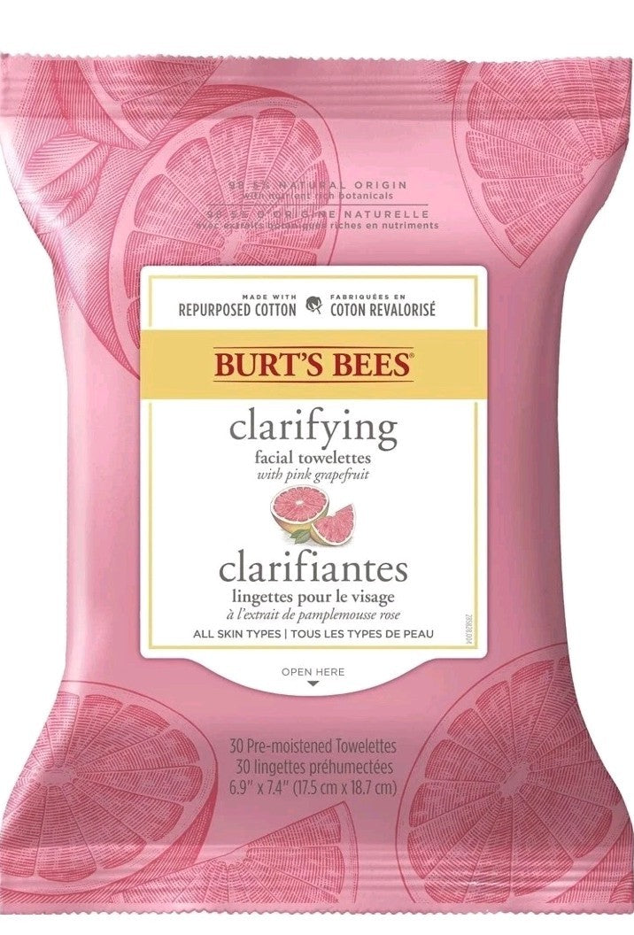 Burt's Bees Pink Grapefruit Facial Cleansing Wipes - 2 Pack, 30 Count Each