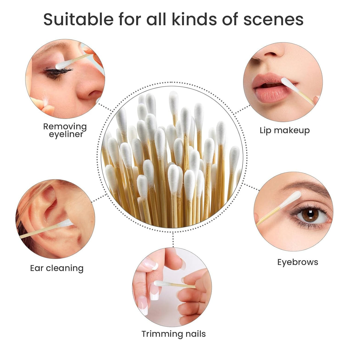 Long Cotton Swabs with Bamboo Sticks - 200PCS, Lint-Free Cleaning Tools