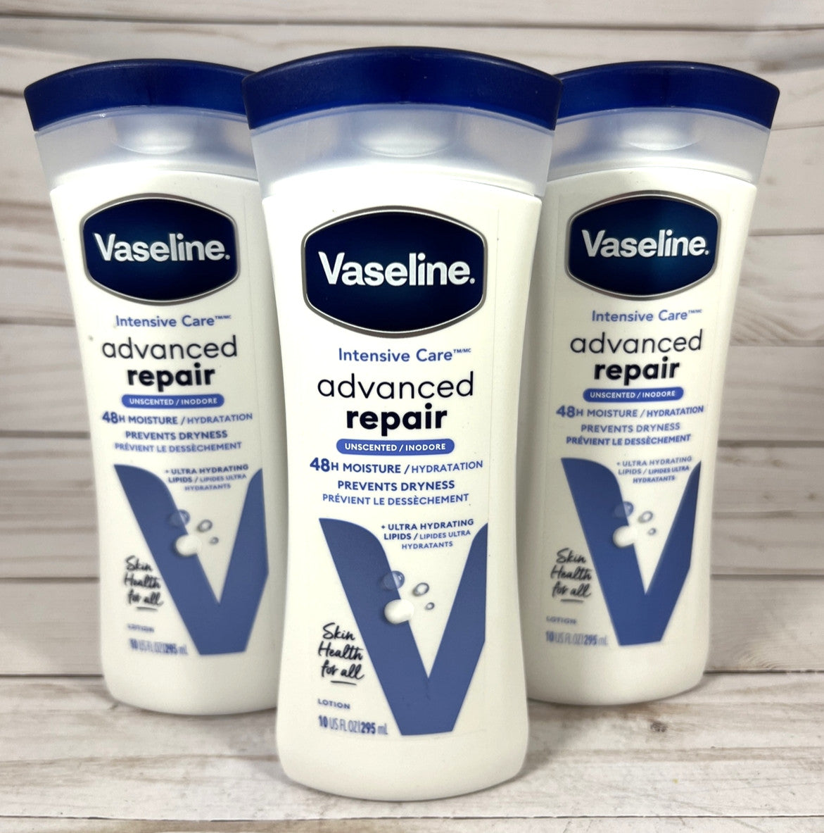 Advanced Repair Body Lotion, Unscented 48H Moisture, 10oz (3-Pack)