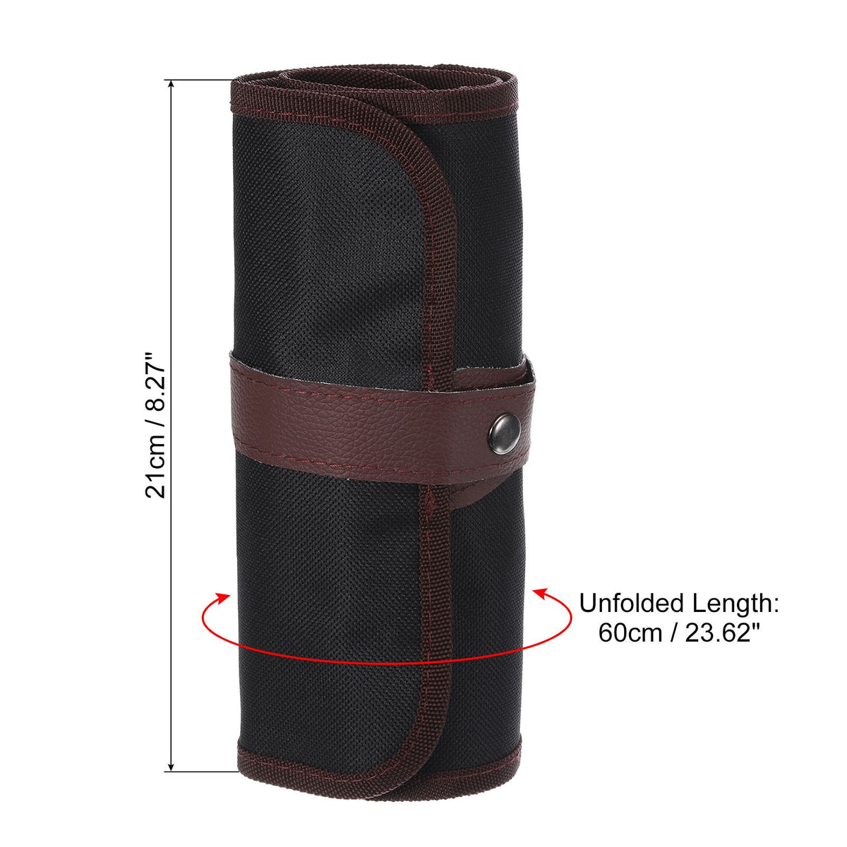 48 Slots Roll Up Pencil Case - Oxford Cloth Travel Organizer, Brown/Black