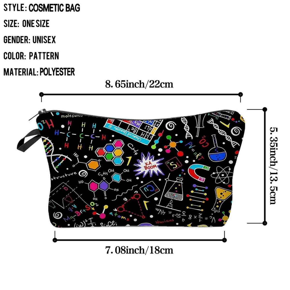 Chemical Elements Makeup Bag - Small Cosmetic Organizer for Women