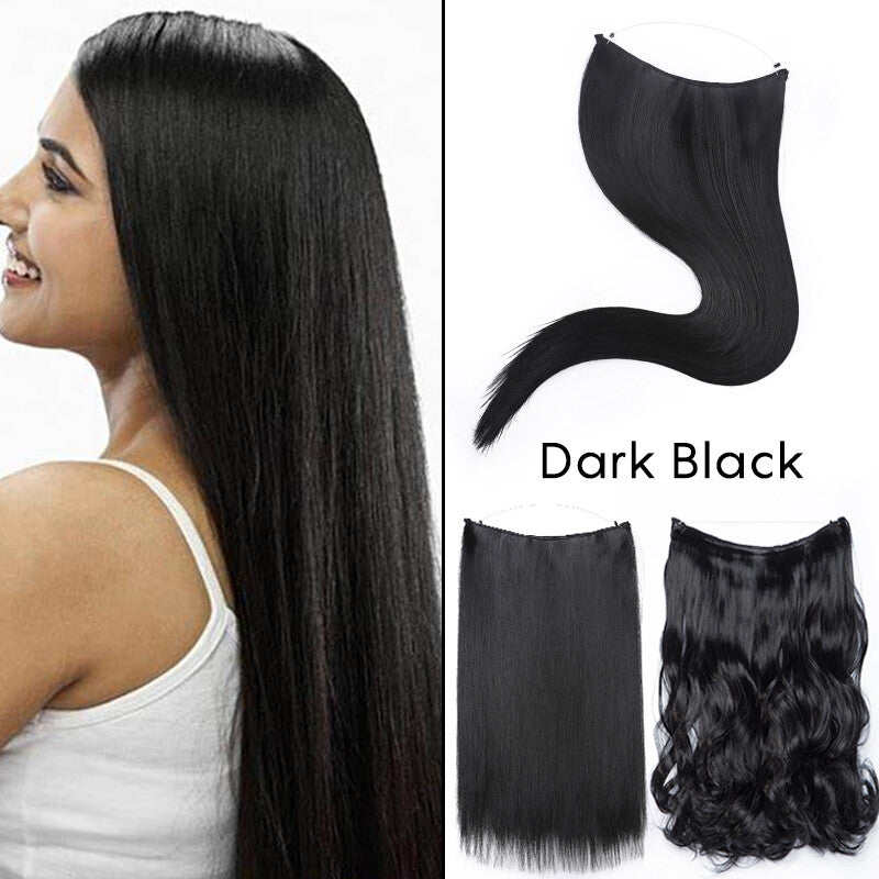 Natural Wire-In Hair Extensions Clip-In Nano Ring Hairpiece - Versatile & Easy to Use