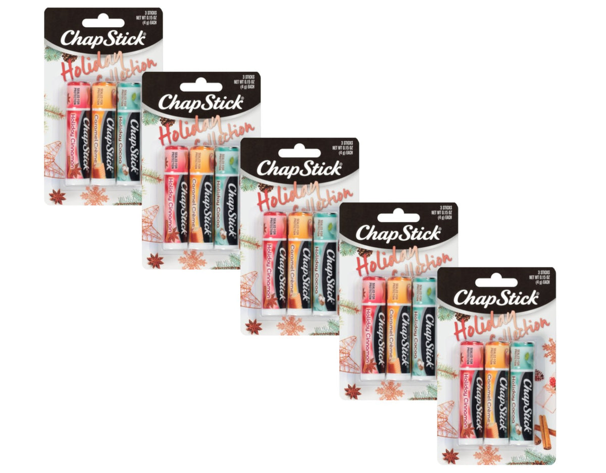 Chapstick Holiday Collection Lip Balm Pack of 15 - Flavored Moisturizer Set