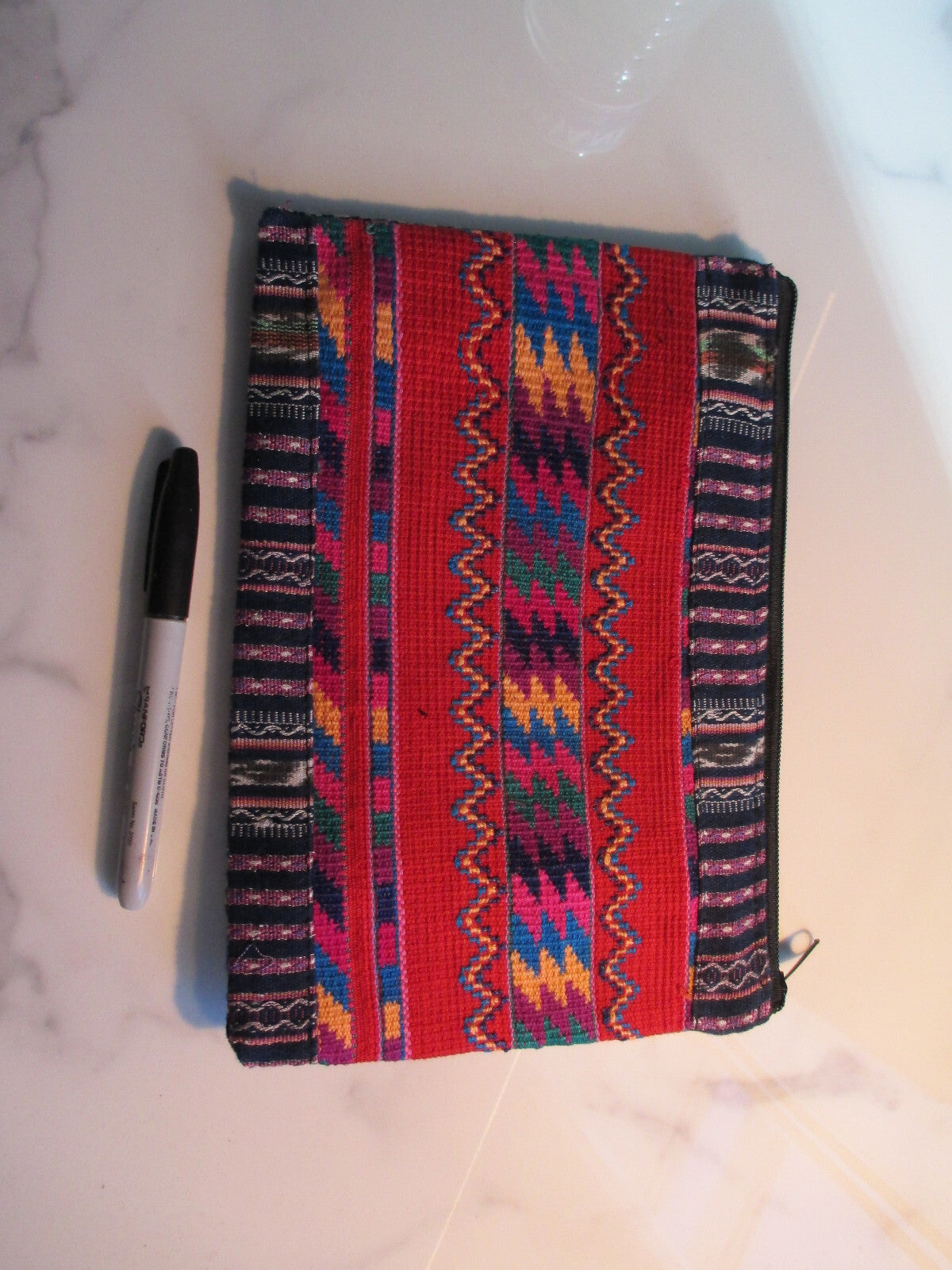 Guatemala Hand Made Huipil Wallet with Geometric Zipper Design - Indigenous Art