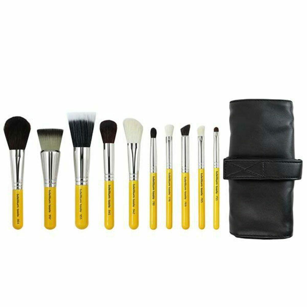 Travel Makeup Brush Set with Pouch - 10pc Mineral & Versatile Brushes