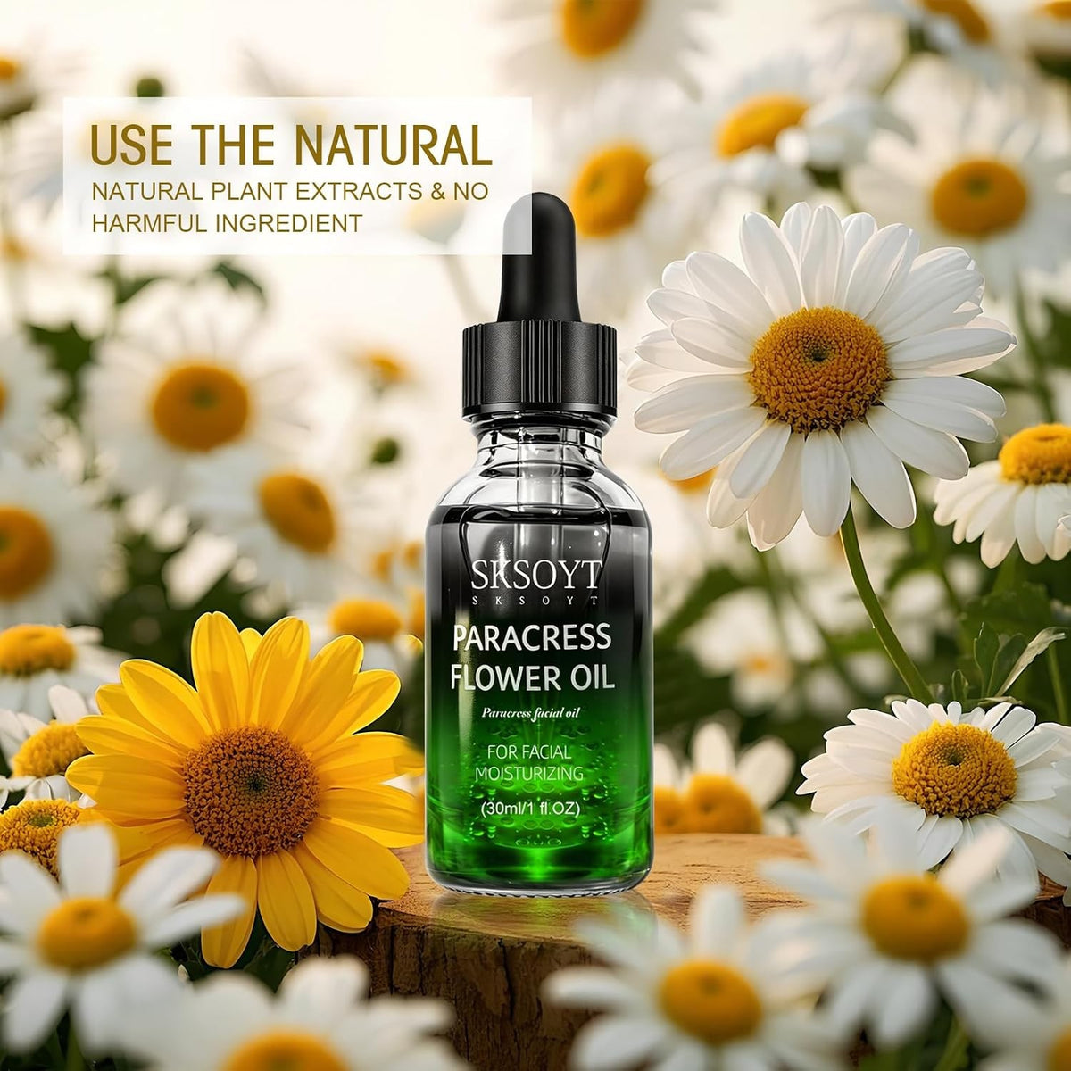 Organic Paracress Facial Oil - Cold Pressed Natural Skin Care Serum 1 Fl Oz