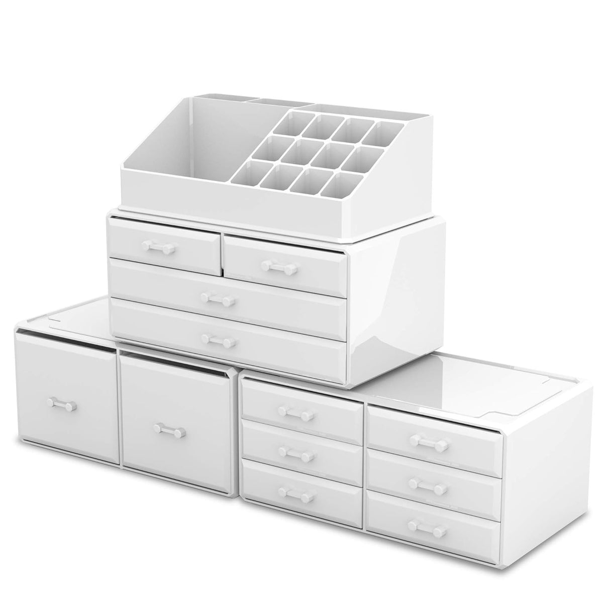 Makeup Organizer with 12 Drawers, Stackable Cosmetic Storage Case