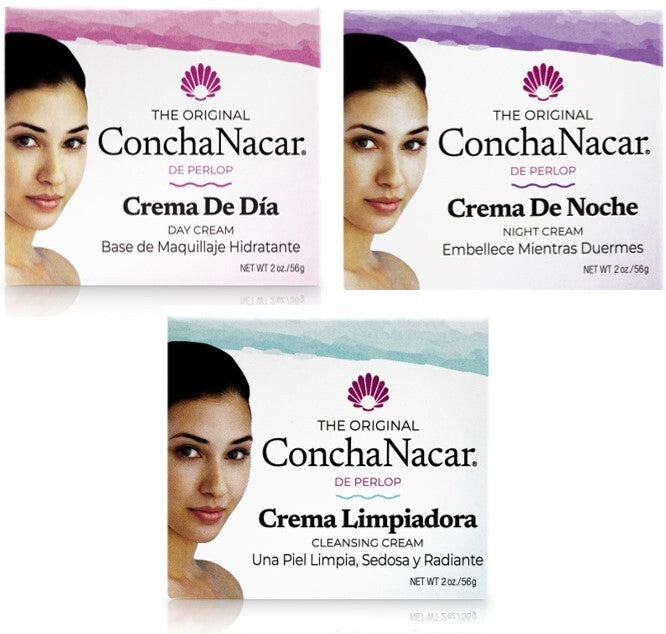 Mother of Pearl Skin Care Set - Day, Night & Cleansing Creams for All Skin Types