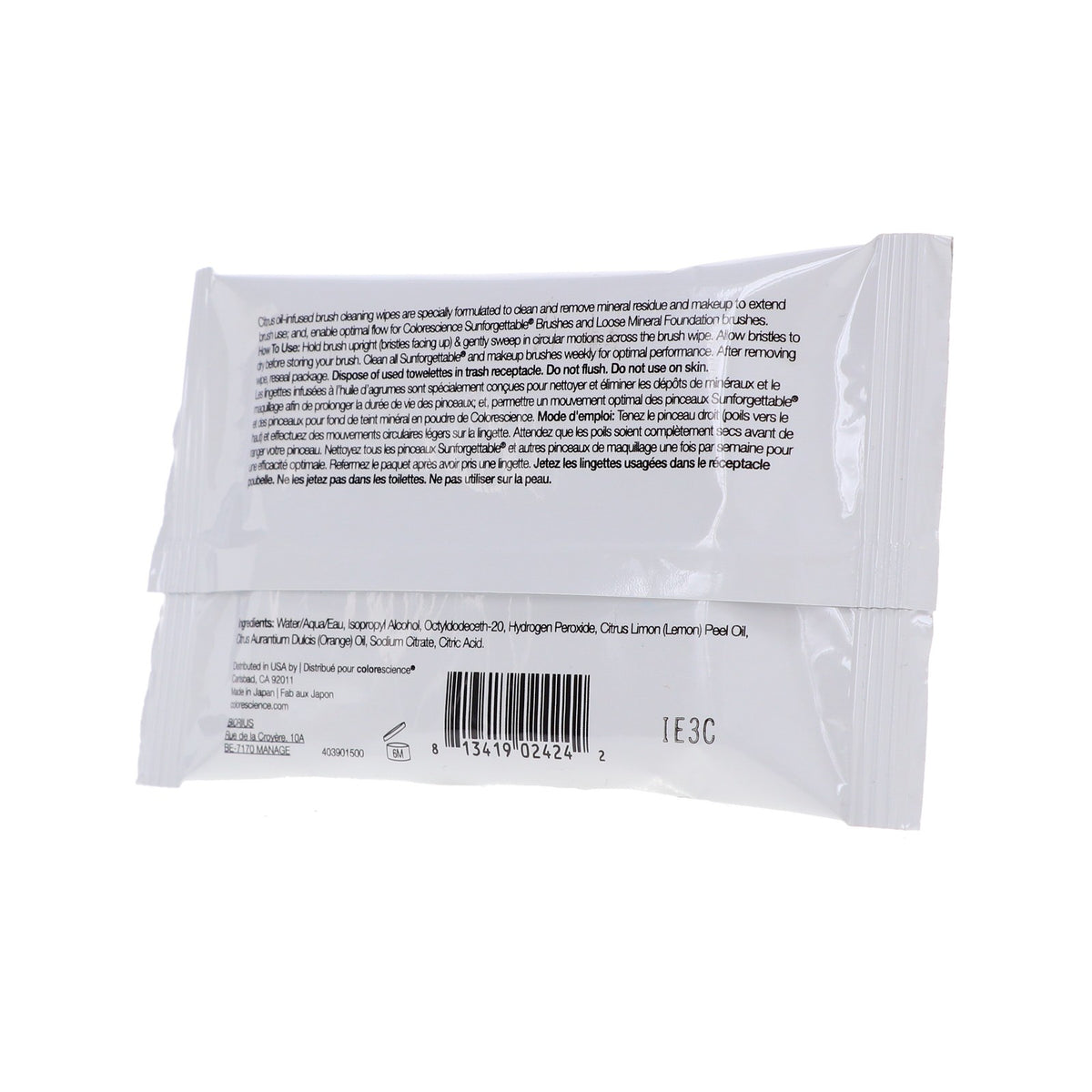 Colorescience Brush Cleaning Wipes 20 Count for Makeup Tools