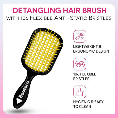Detangler Brush for Curly Thick Hair - Pain-Free, Reduces Breakage & Shedding