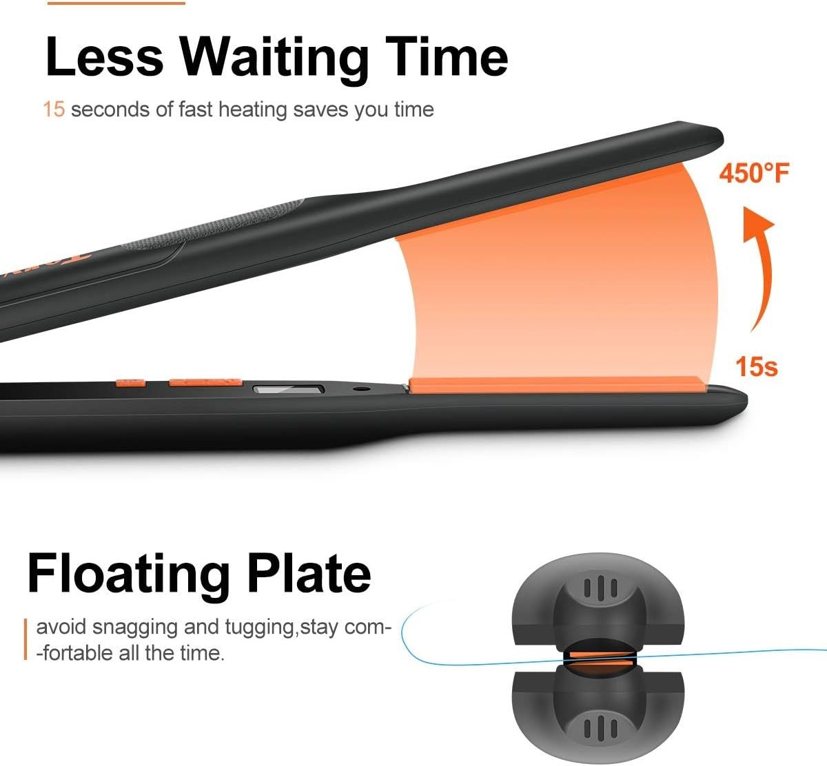 Mini Flat Iron for Short Hair - Adjustable 120-450°F, Compact Styling Tool