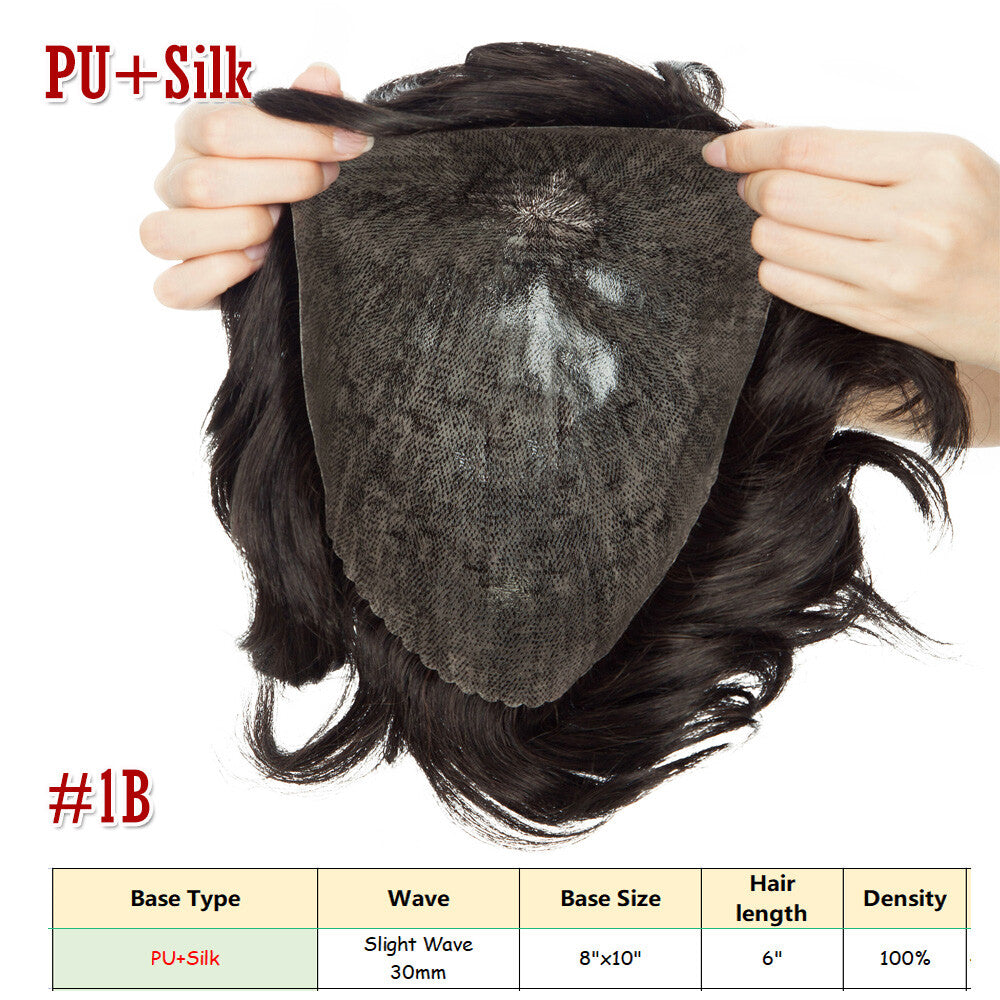 Men's Hair Replacement System Toupee Human Hair Skin V Loop - Natural-Looking Hairpiece