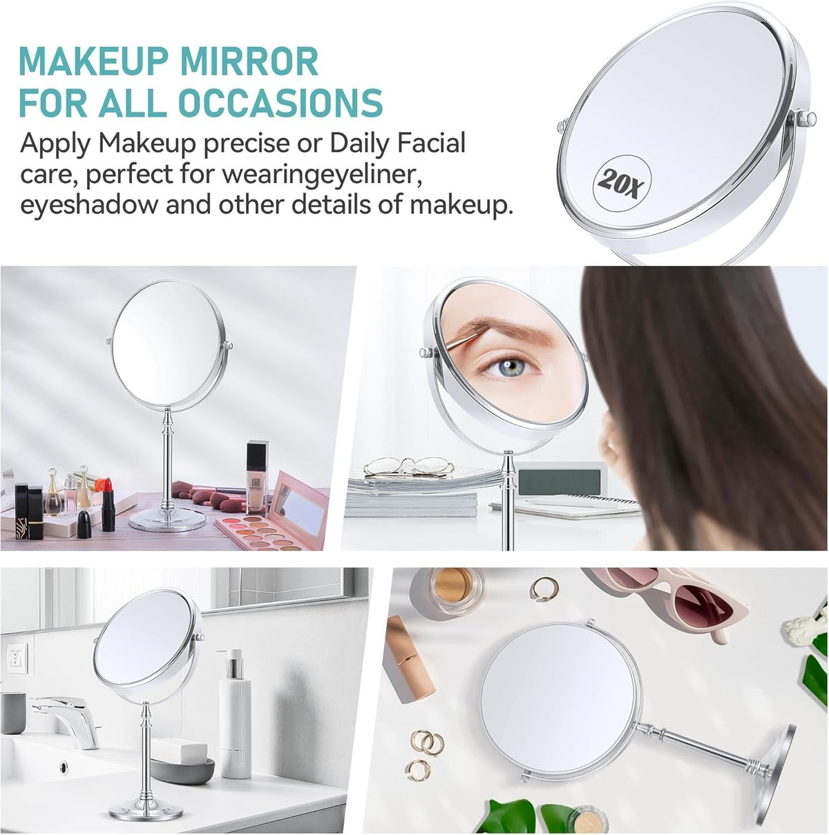 20x Magnifying Mirror with 360° Rotation - Personal Care & Makeup
