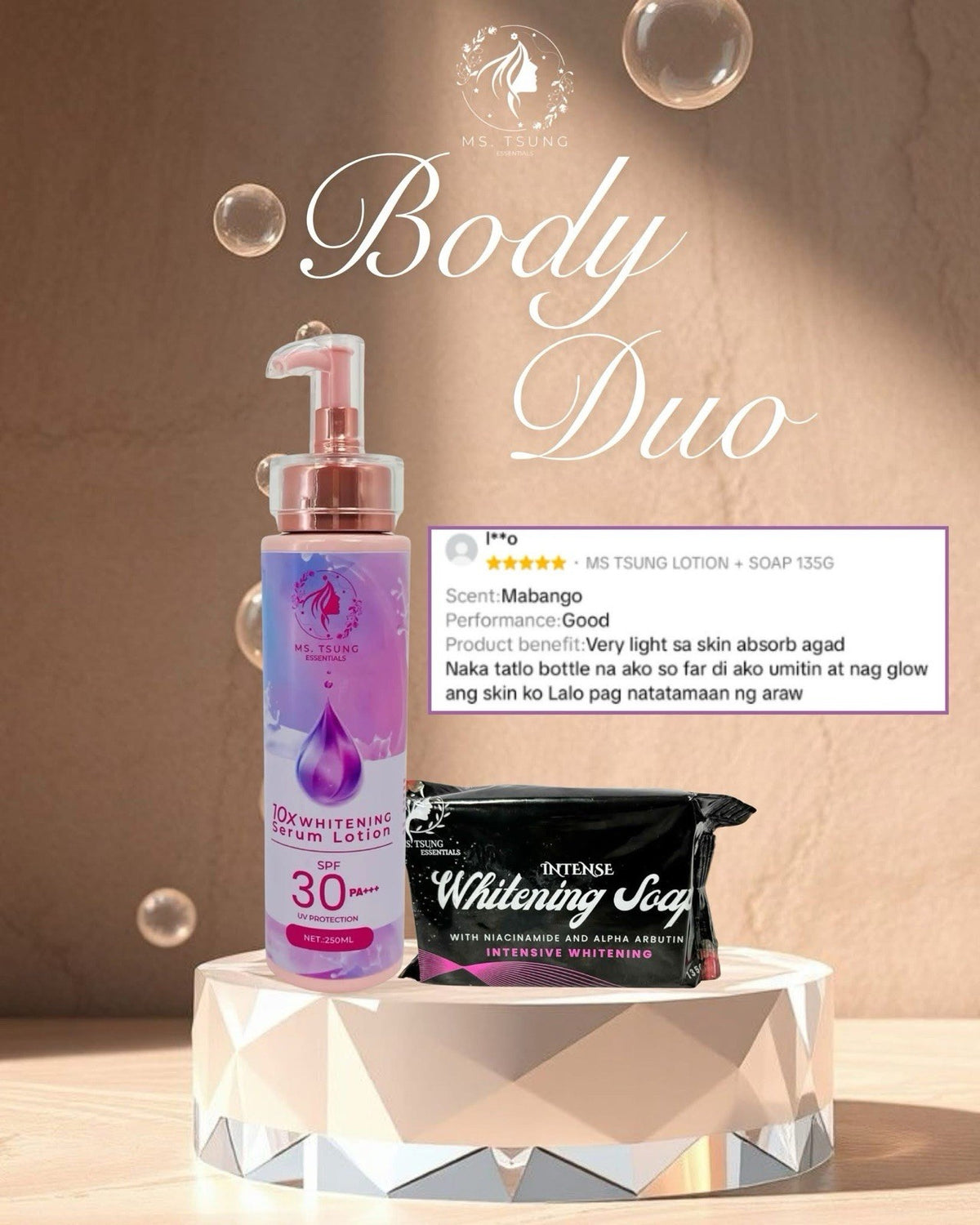 Serum Lotion & Whitening Soap Bundle for Skin Brightening & Hydration
