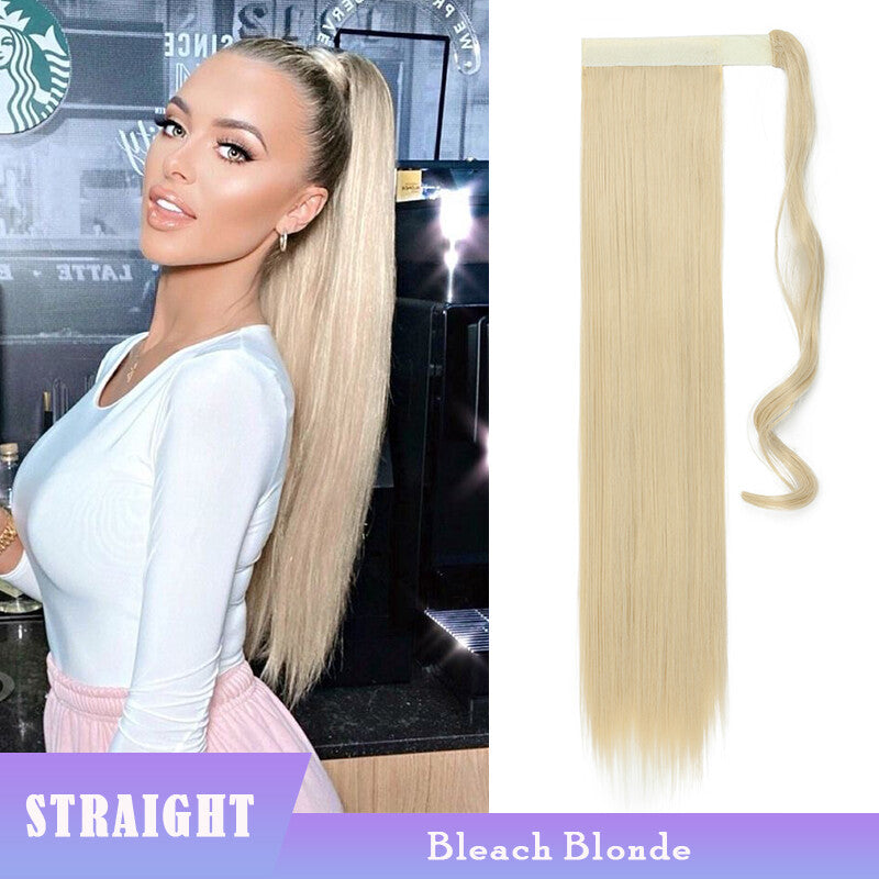 Thick Clip-In Ponytail Hair Extension - Fake Human Hair, Wavy & Straight