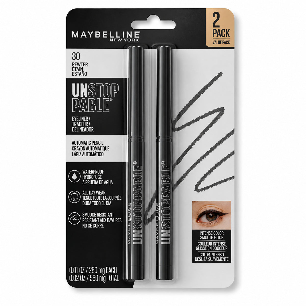 Maybelline Waterproof Mechanical Eyeliner - Onyx, 2 Pack