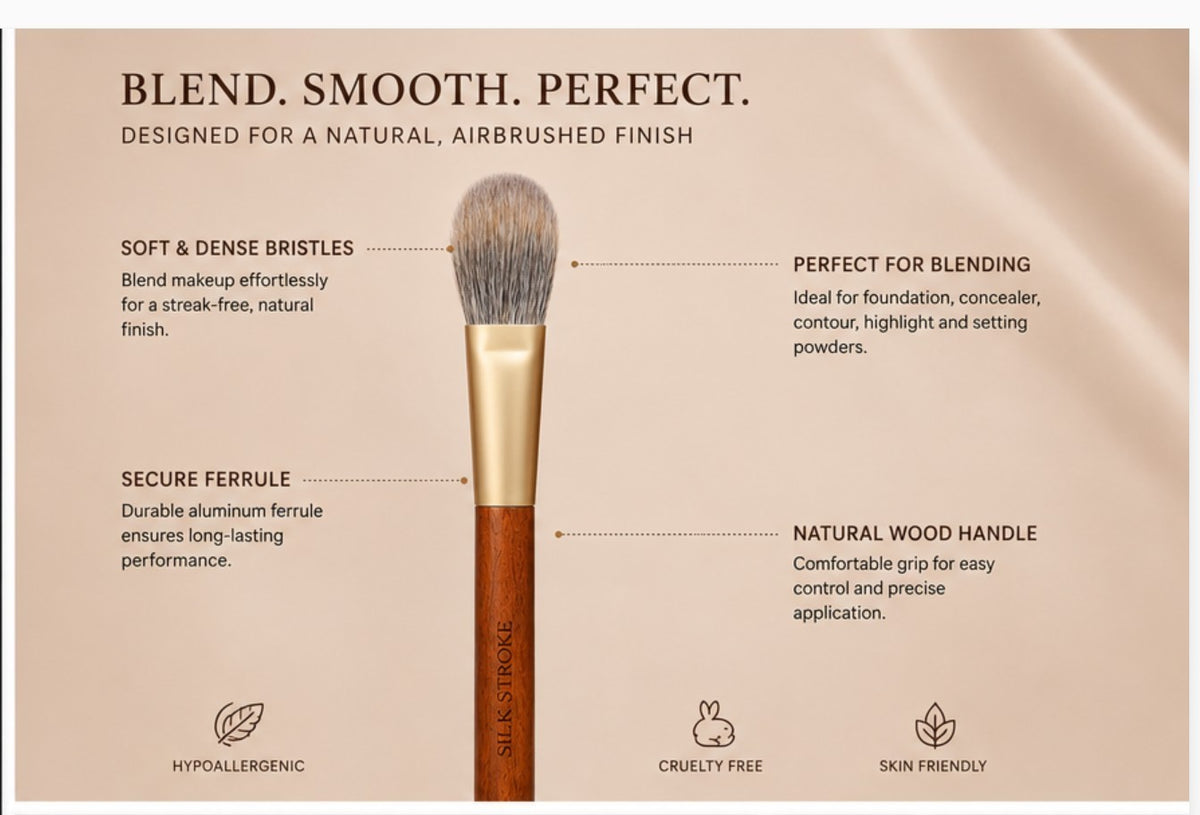 Luxury Face Blush & Contour Brush with Yellow Squirrel Hair – Soft, Precise Makeup Tool