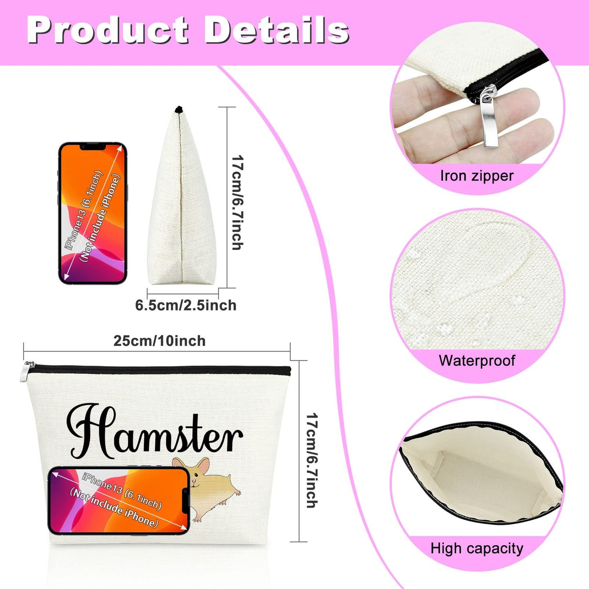 Hamster Mom Cosmetic Bag - Hamster Lover Gift Travel Makeup Pouch