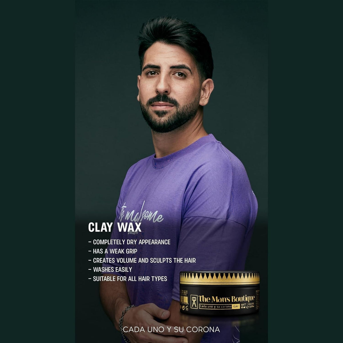 Men's Hair Clay Wax - Matte Finish, All Hair Types, 3.2 oz