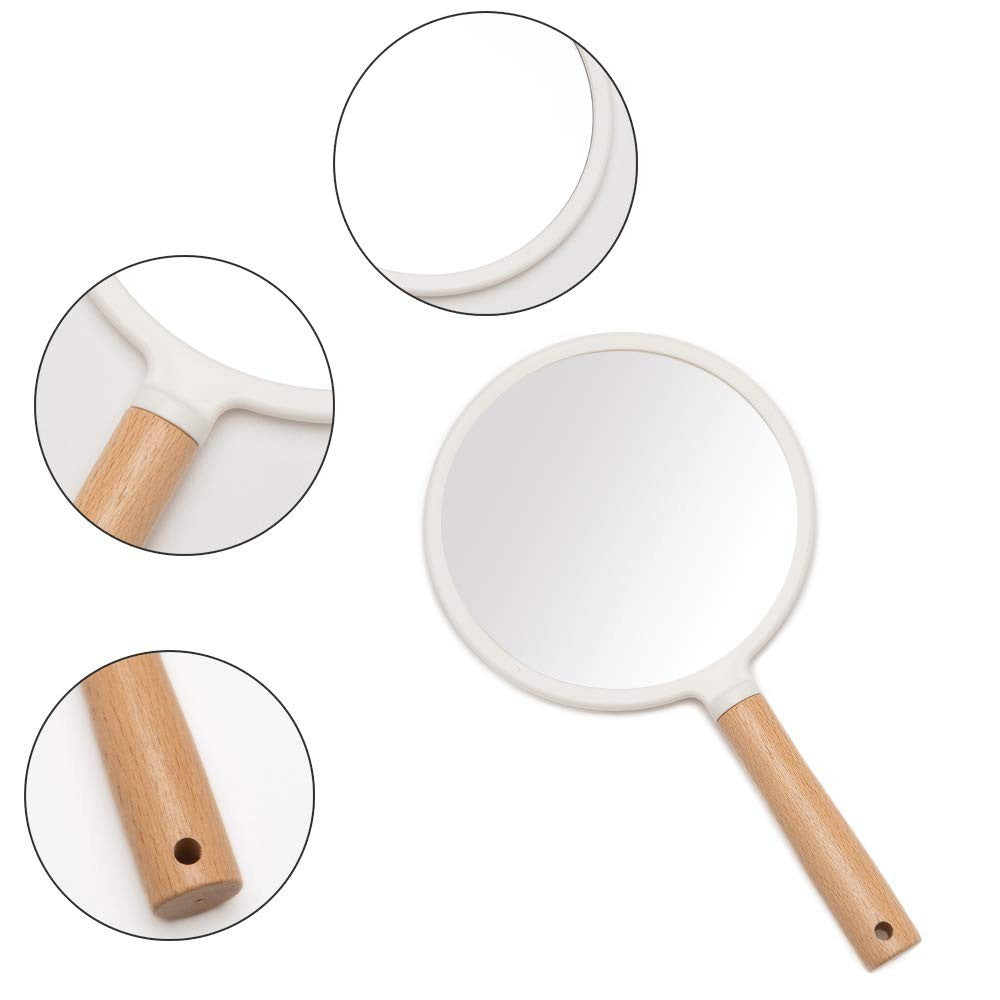 Small Wooden Handheld Mirror for Makeup - Cute Compact Cosmetic Tool