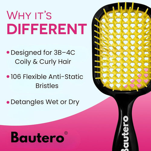 Detangler Brush for Curly Thick Hair - Pain-Free, Reduces Breakage & Shedding