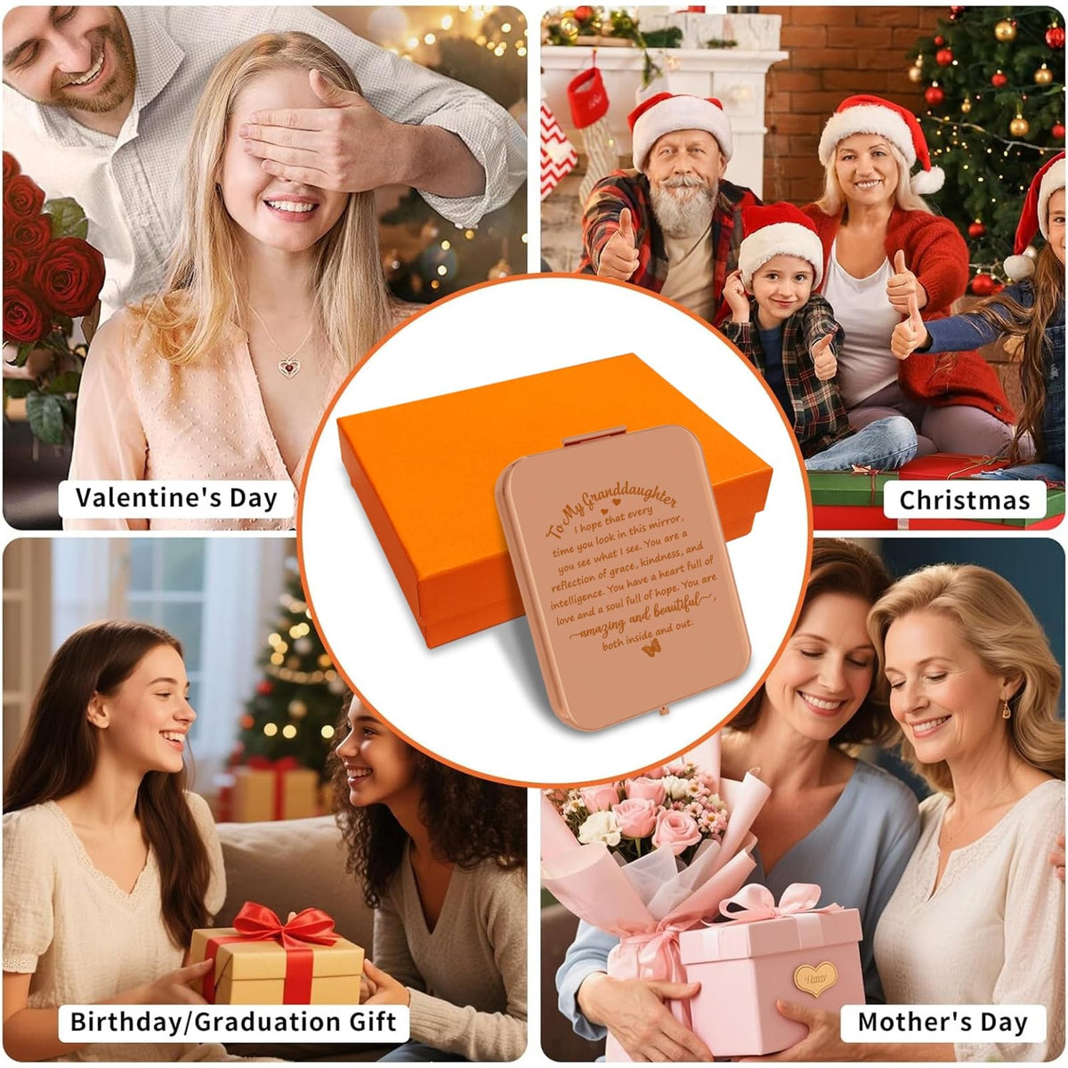 Lighted Compact Pocket Mirror with Magnification for Travel & Makeup