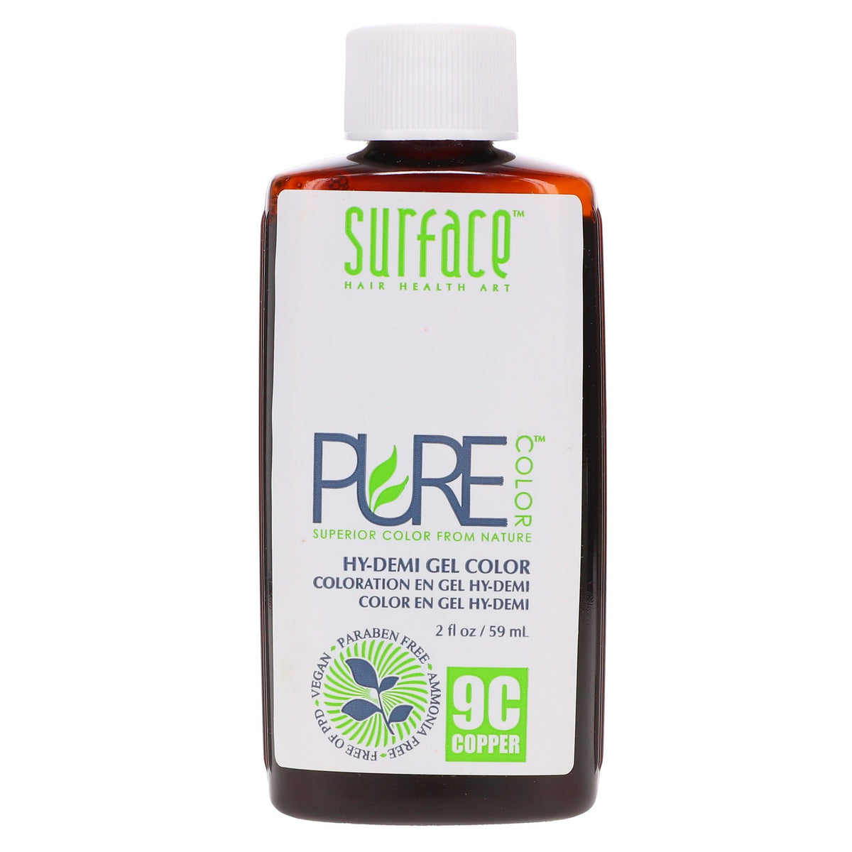 Copper Hair Color Gel - Surface Pure Color 9C, 2 oz, Demi-Permanent, Vegan & Cruelty-Free
