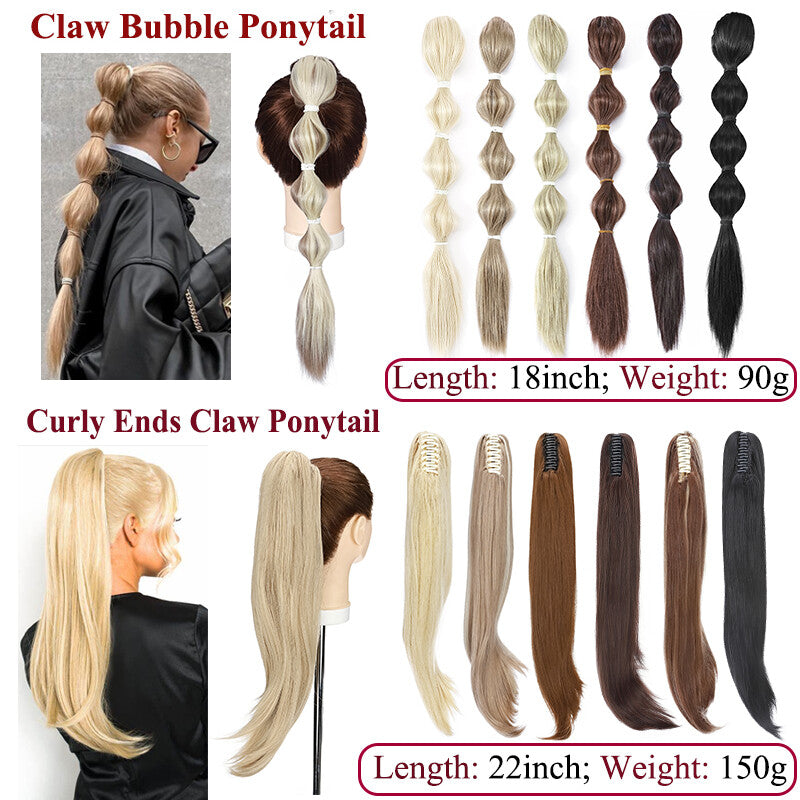 Extra Thick 12-Inch Clip-In Ponytail Hair Extension - Wavy & Straight Styles