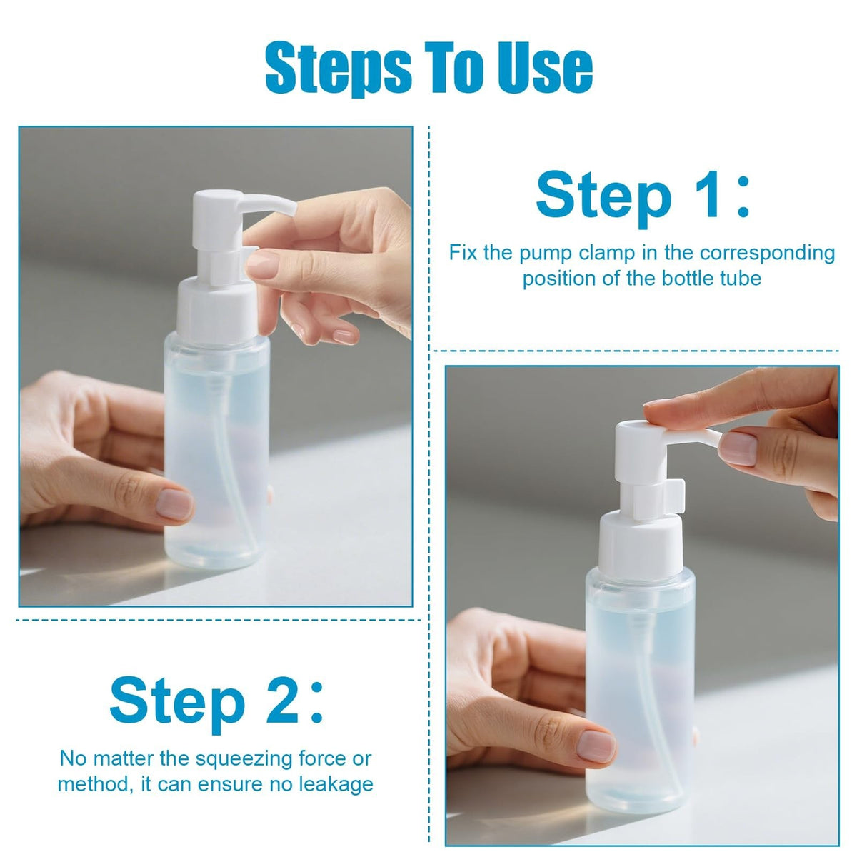 Leakproof Cosmetic Pump Lock Clips 10 Pack - Travel Shampoo & Lotion Bottle Locks