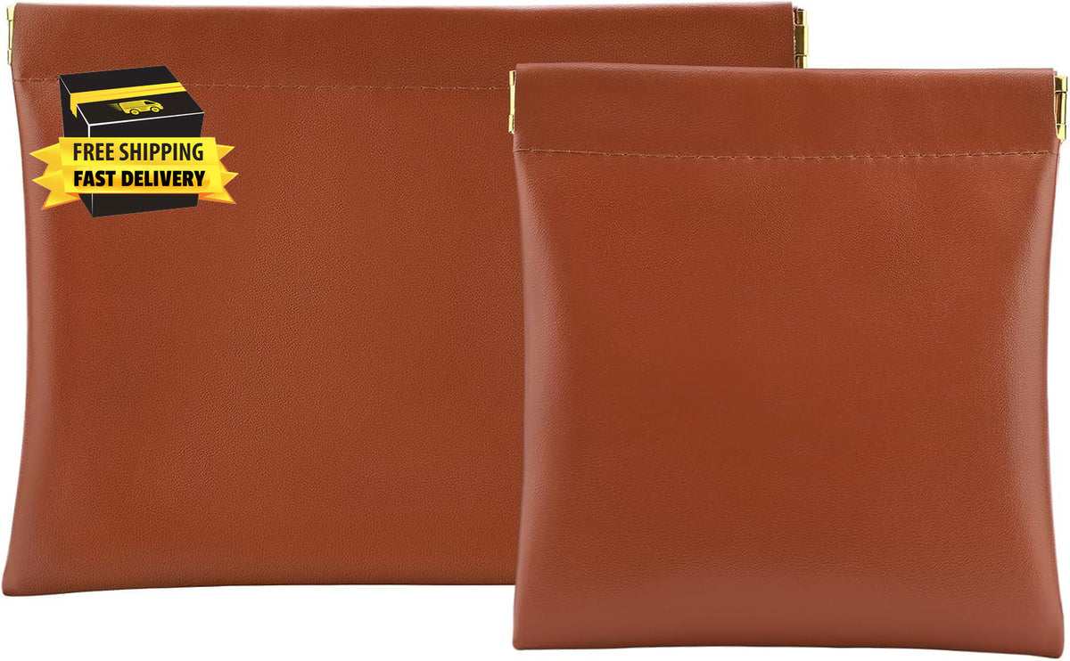 Waterproof PU Leather Purse Organizer Pouches - 2-Pack Small Cosmetic Bags