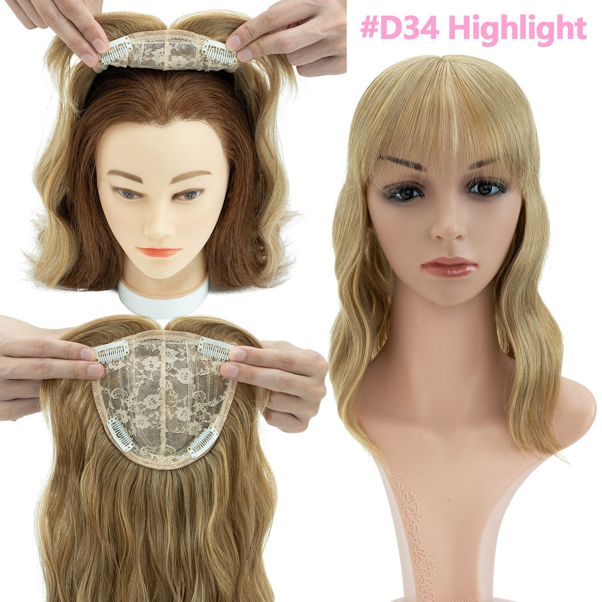 Women’s 14-Inch Real Human Hair Topper Clip-In Hairpiece for Thin Hair