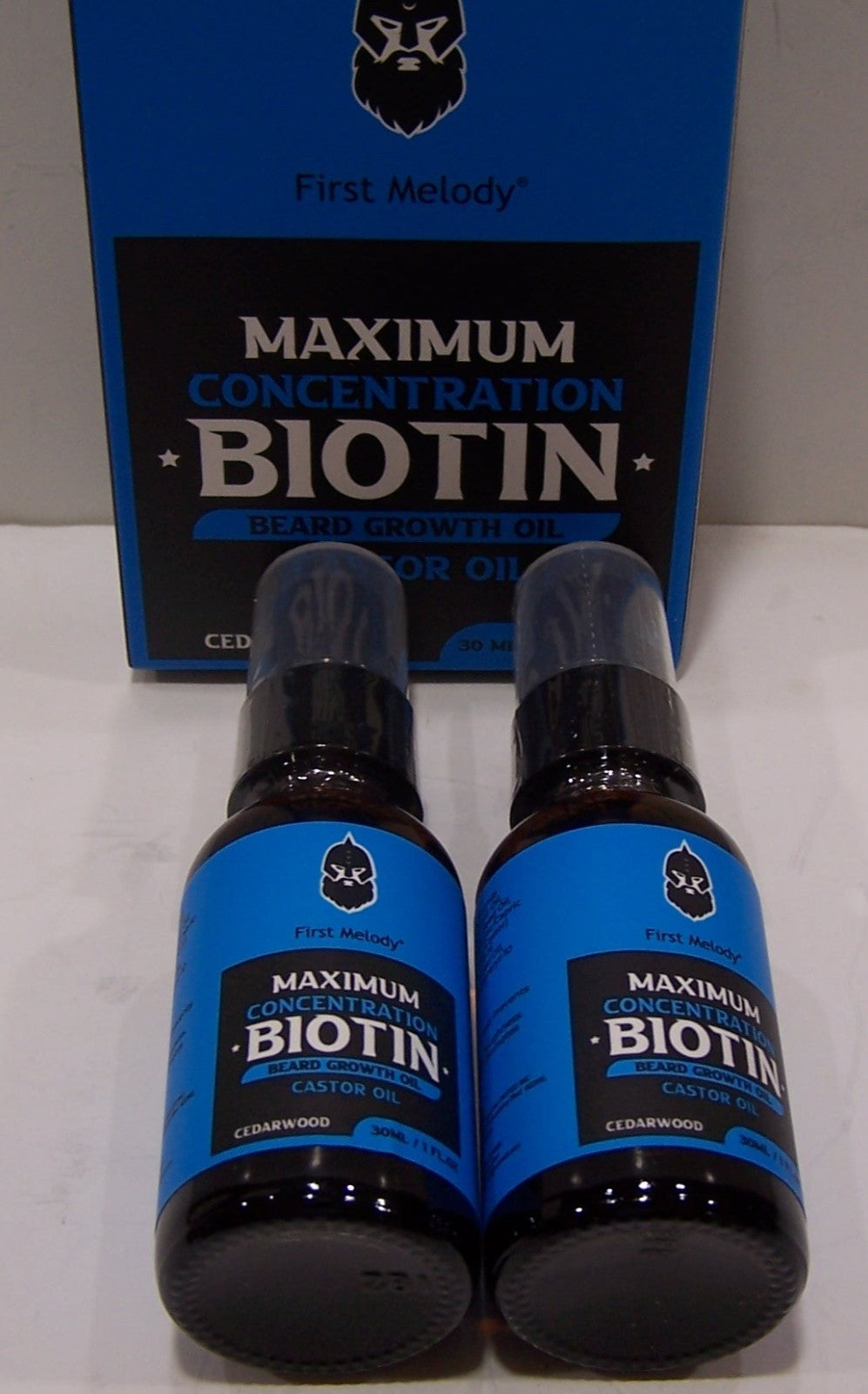 Biotin Beard Growth Oil Set - 6 Bottles of 2 oz Cedarwood Scent for Beard Care
