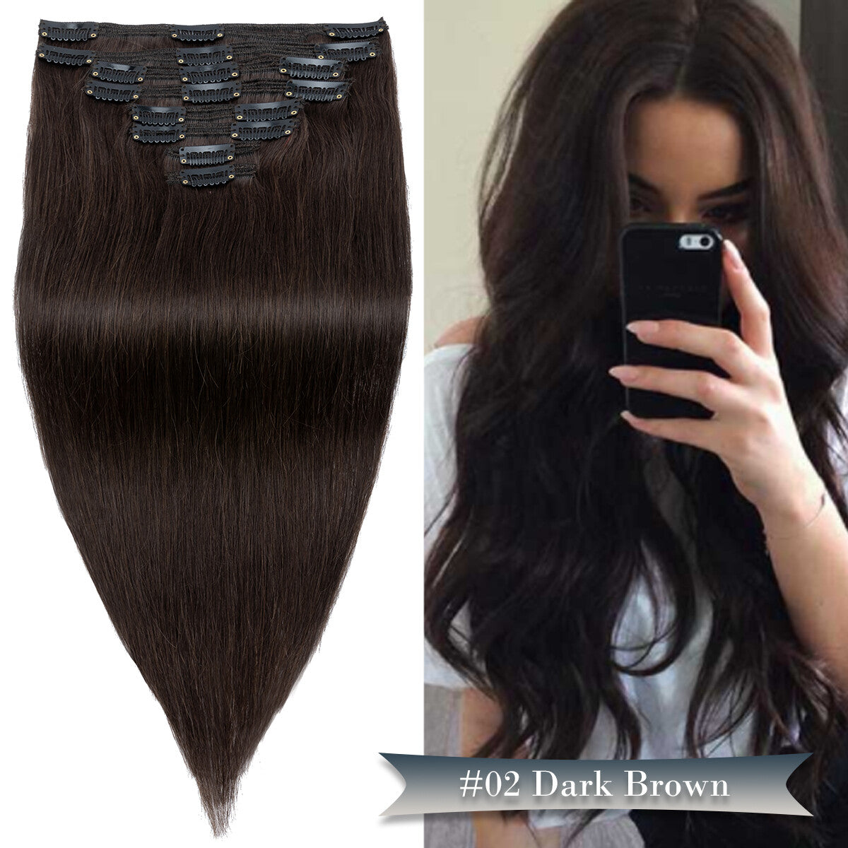 Double Weft Clip-In Human Hair Extensions Full Head - Thick & Tangle-Free