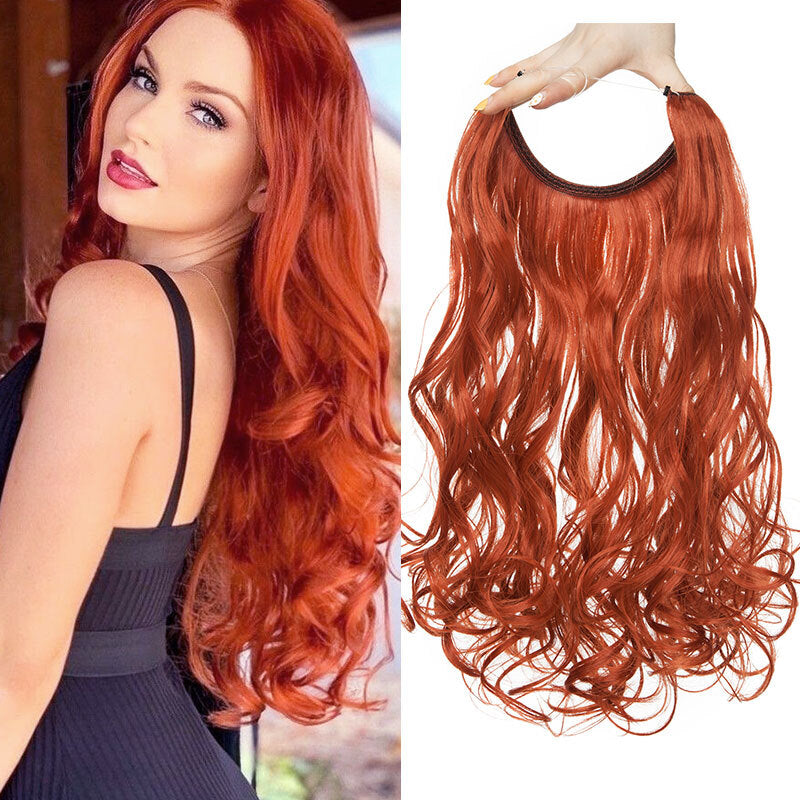Invisible Wire Hair Extensions - Natural Synthetic Length & Body Wavy or Straight
