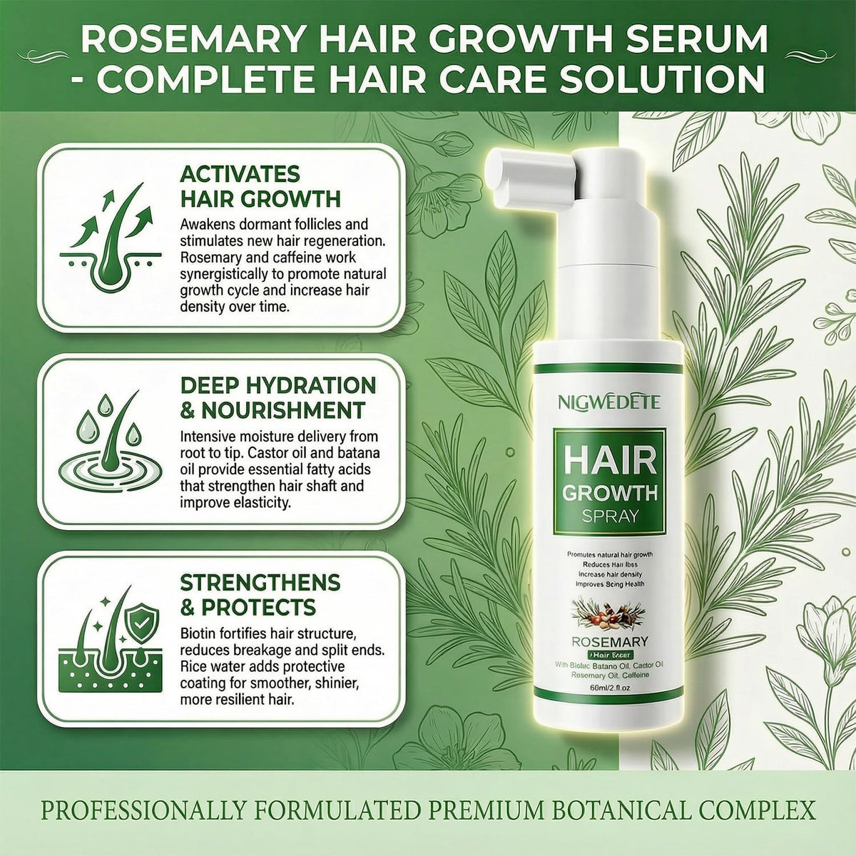 Rosemary & Rice Water Hair Growth Spray with Biotin & Caffeine