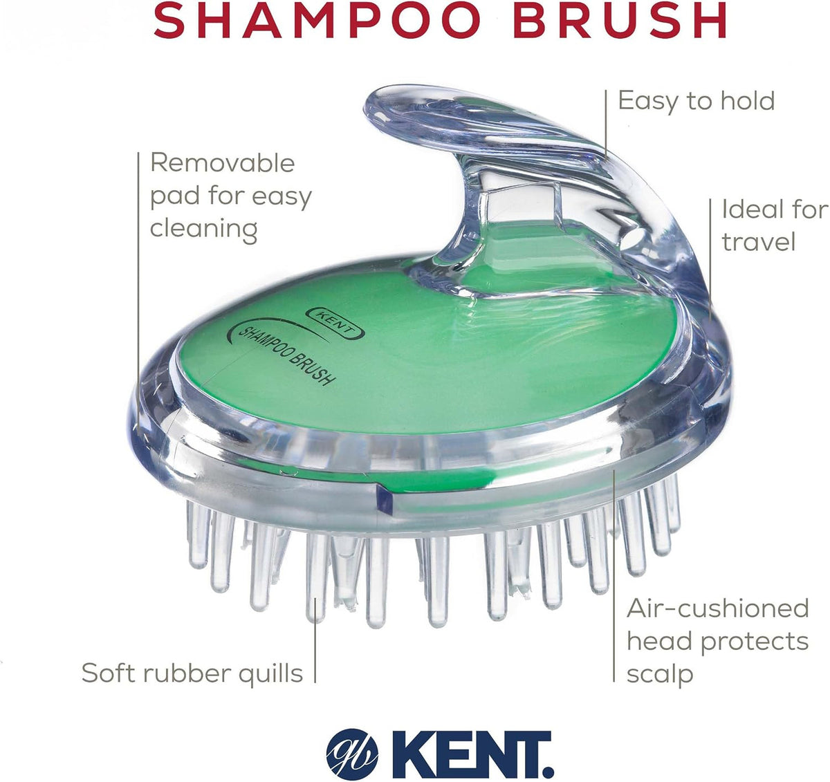Scalp Scrubber Hair Brush with 42 Rubber Bristles for Exfoliation & Massage
