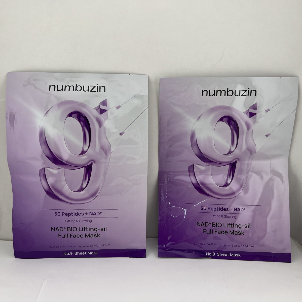 Numbuzin No.9 NAD+ Bio Lifting Sheet Masks, 2-Pack