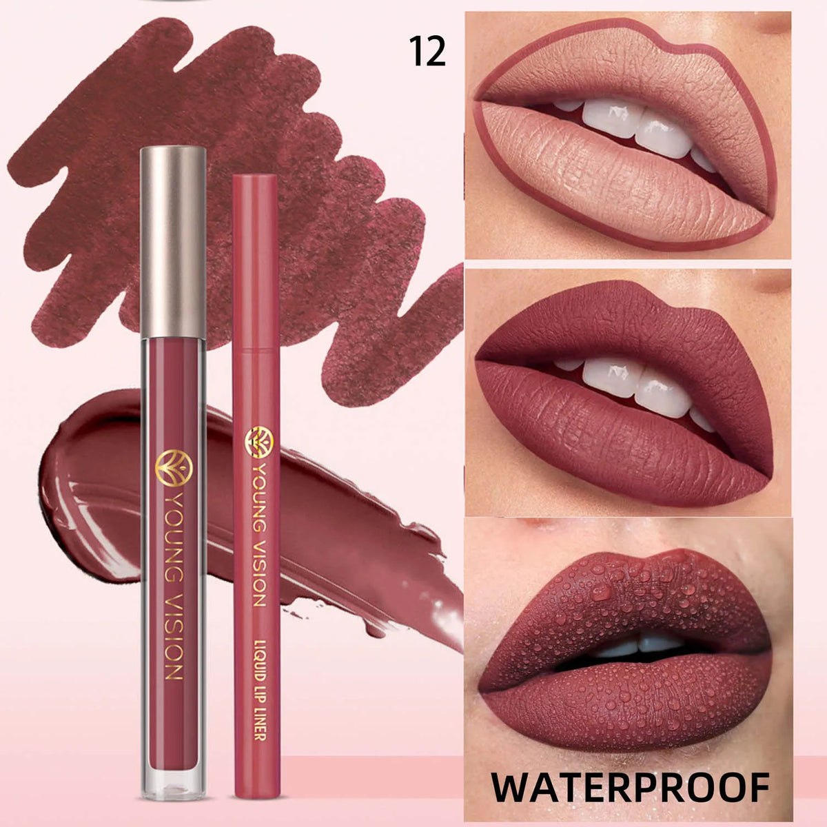 Lip Gloss Lip Liner Set Waterproof Non-Stick Moisturizing Makeup Kit