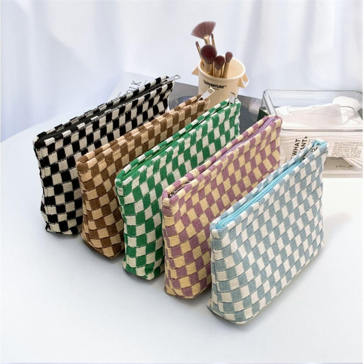 Large Capacity Makeup Bag Set for Women with 2 Cosmetic Cases and Brush Pouch