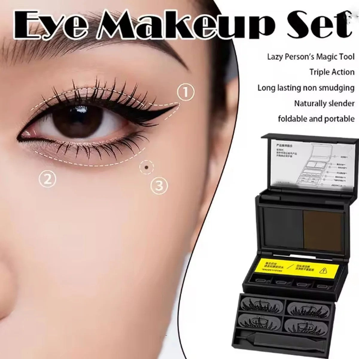3-in-1 Portable Eye Makeup Stamp Kit for Eyeliner & Beauty Marks