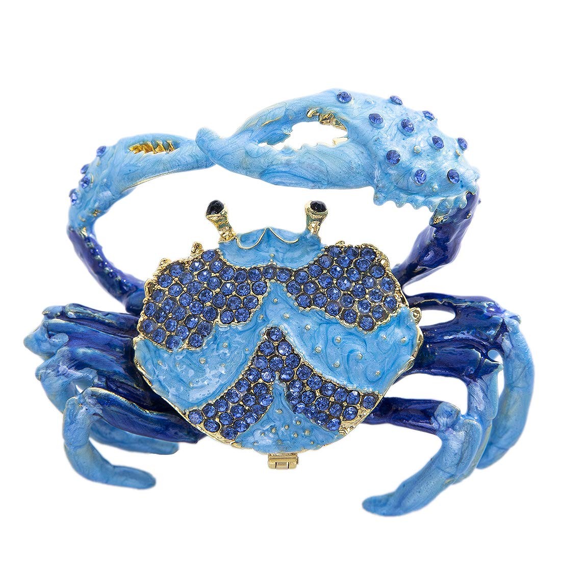 Crab Jewelry Trinket Box with Rhinestones, Decorative Animal Jewelry Storage