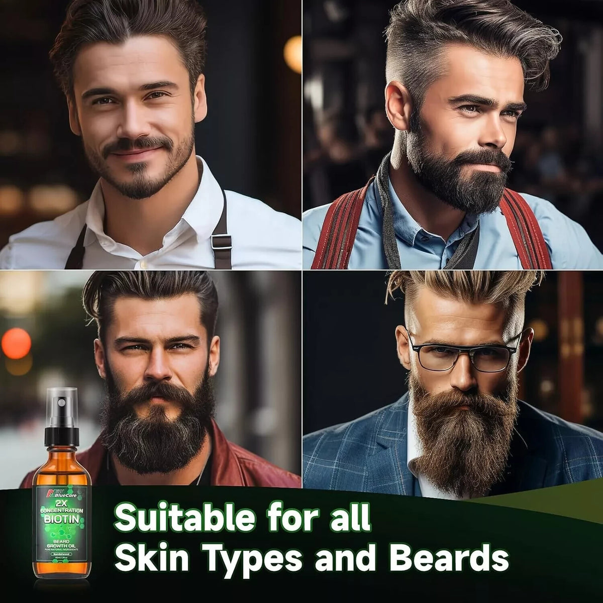 Biotin Beard Growth Oil with Sandalwood - Natural Nourishing Hair Treatment, 2 oz